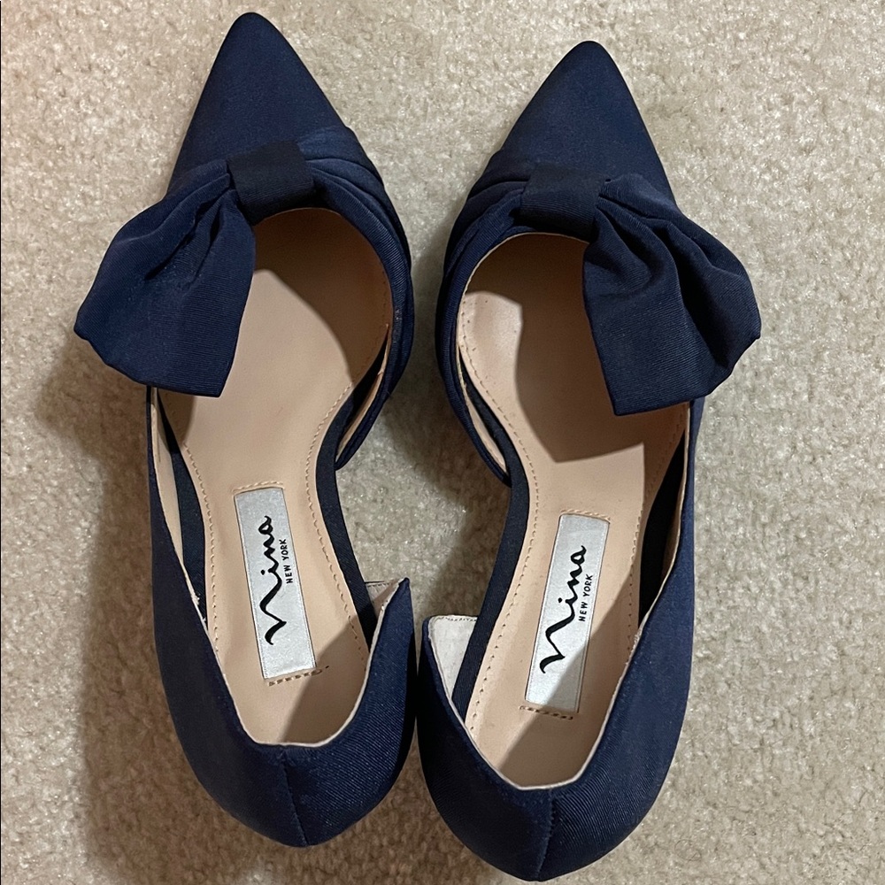 Nina Women's Dark Blue Bow Heels